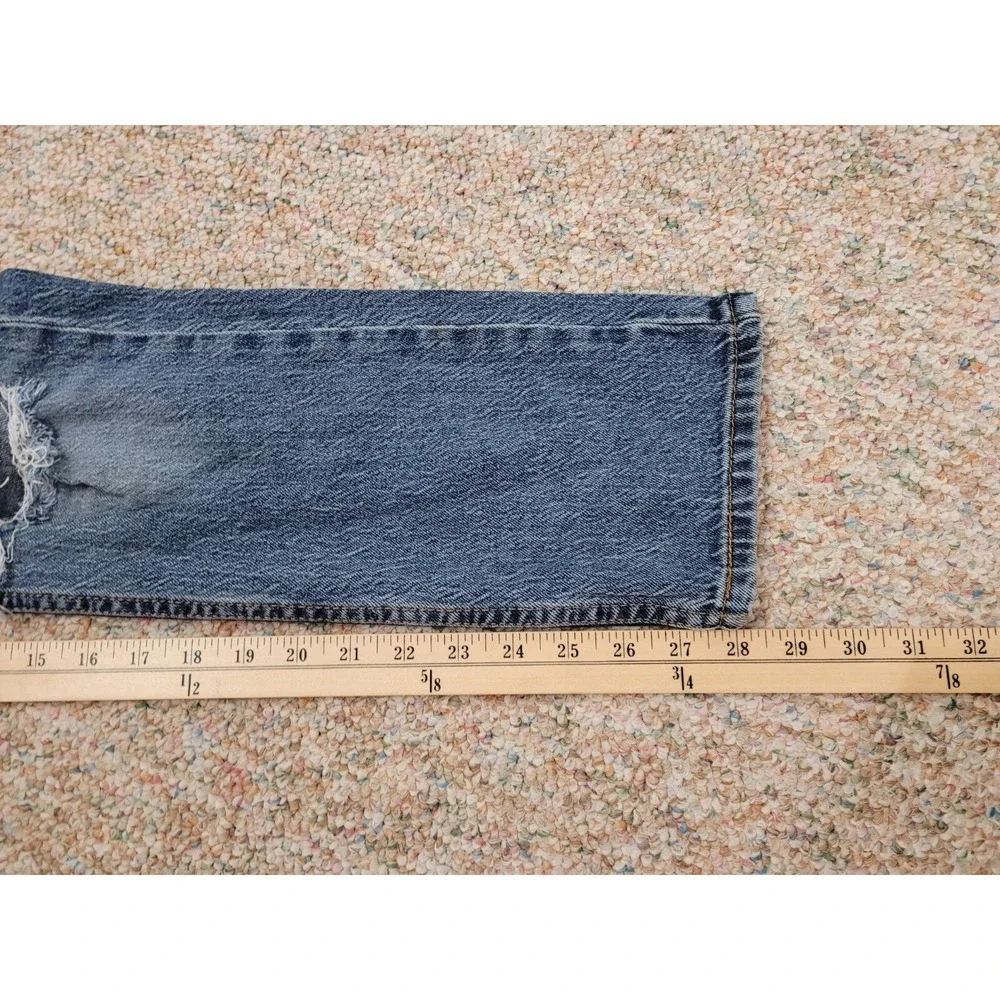 Levis 502 Regular Taper Jeans Mens 30x30 Blue Distressed Denim Pants